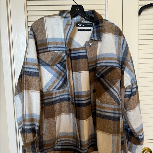 Zara Italian Fabric warm flannel jacket/coat - Picture 1 of 2